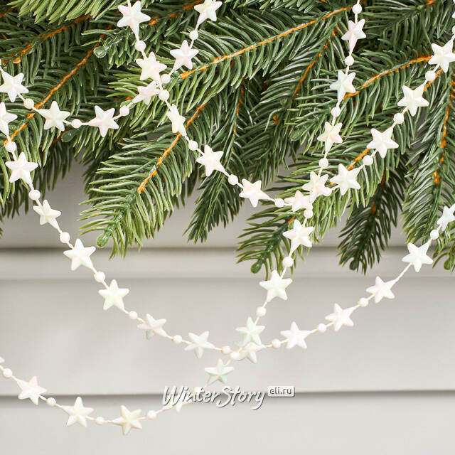 Бусы на елку Звезды Celestial Gleam 270 см белые, пластиковые  Winter Deco