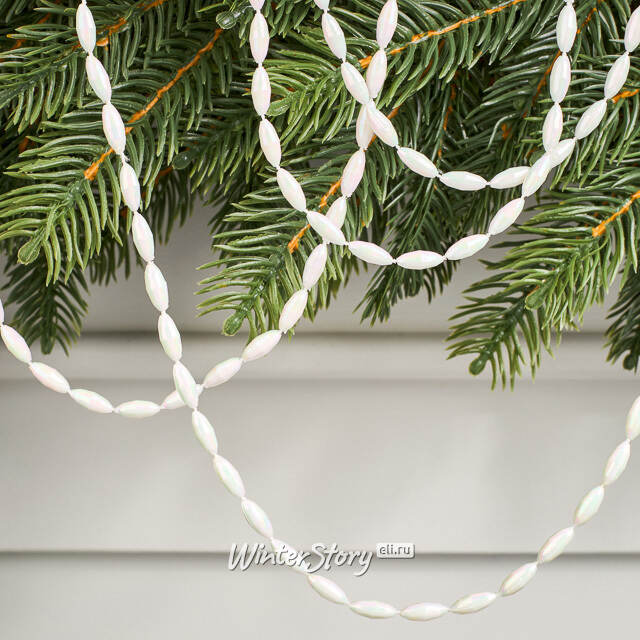 Бусы на елку Сияние 270 см белые, пластиковые Winter Deco