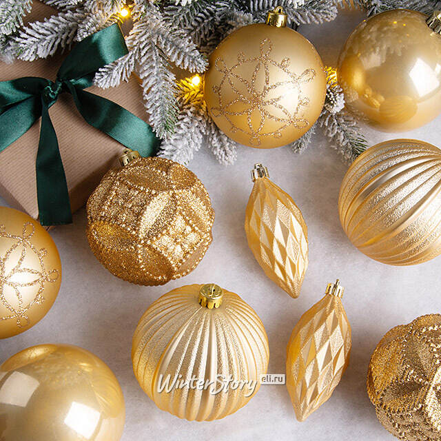 Елочные игрушки Chateau - Golden Luxor 10 см, 10 шт, пластик Winter Deco