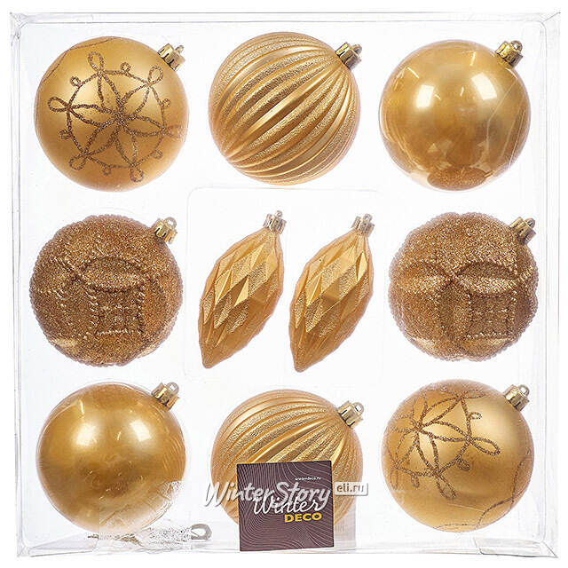 Елочные игрушки Chateau - Golden Luxor 10 см, 10 шт, пластик Winter Deco