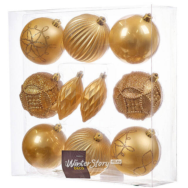 Елочные игрушки Chateau - Golden Luxor 10 см, 10 шт, пластик Winter Deco