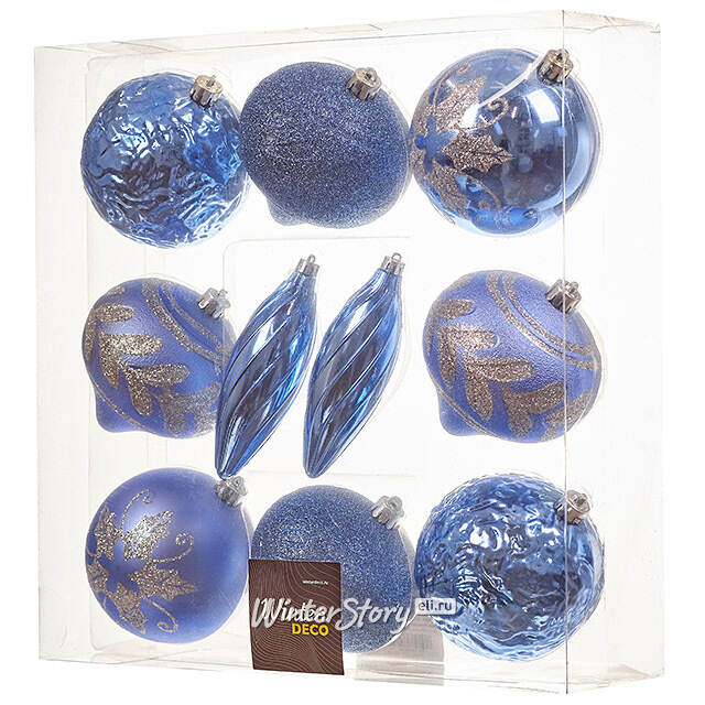 Елочные игрушки Chateau Collections - Blue Splendor 10 см, 10 шт, пластик Winter Deco