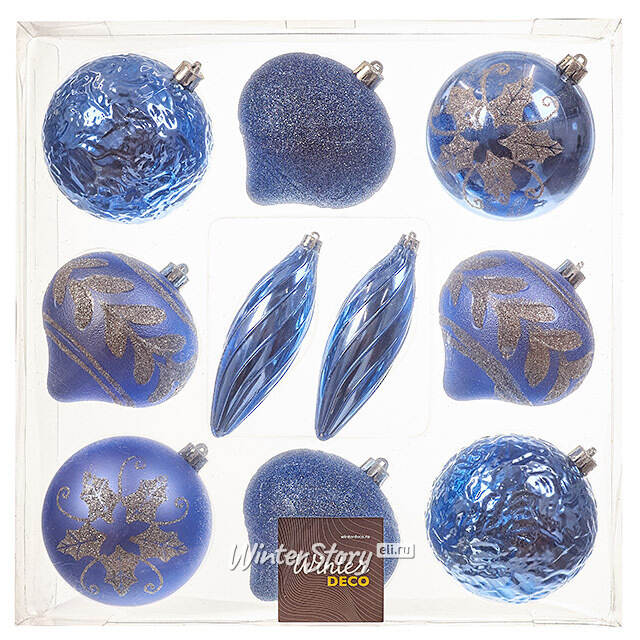 Елочные игрушки Chateau Collections - Blue Splendor 10 см, 10 шт, пластик Winter Deco