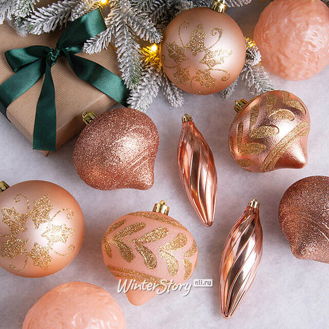 Елочные игрушки Коллекция Шато - Розовый Флер10 см, 10 шт, пластик Winter Deco