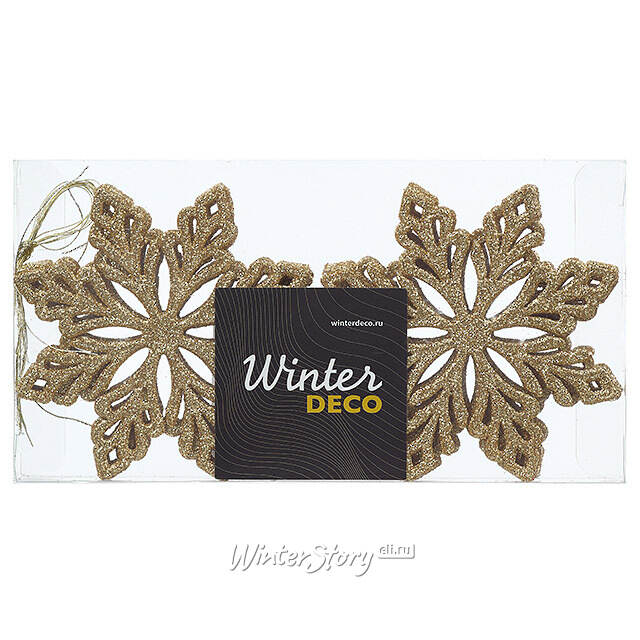 Елочная игрушка Снежинка - Golden Celebration 10 см, 12 шт Winter Deco