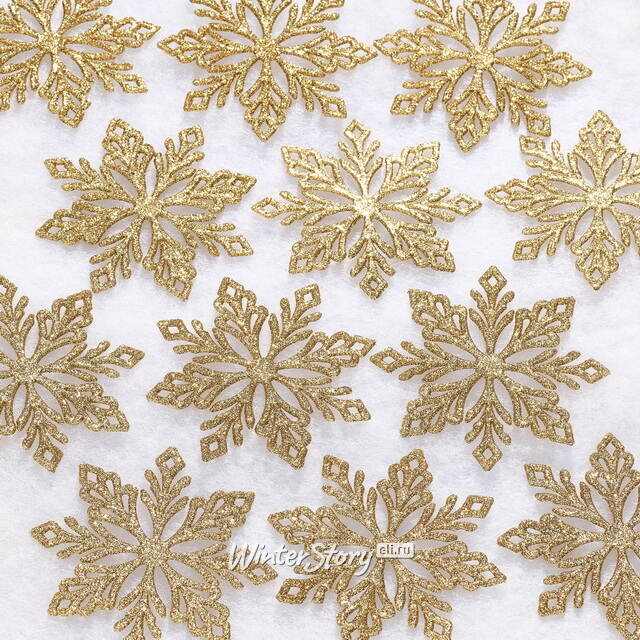 Елочная игрушка Снежинка - Golden Celebration 10 см, 12 шт Winter Deco