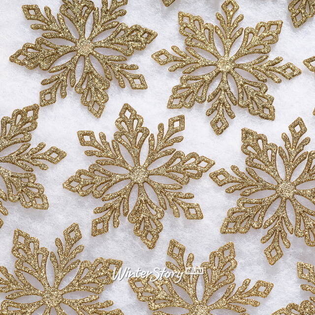 Елочная игрушка Снежинка - Golden Celebration 10 см, 12 шт Winter Deco