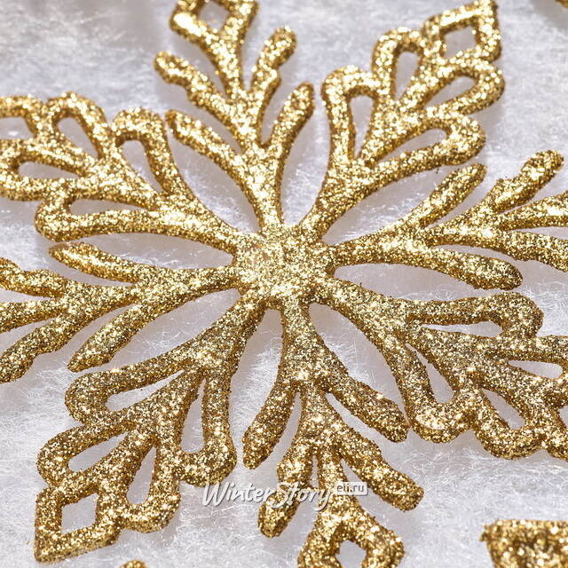 Елочная игрушка Снежинка - Golden Celebration 10 см, 12 шт Winter Deco
