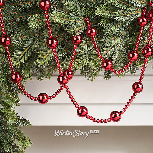 Бусы на елку Алверстон 160 см, красный, пластик Winter Deco