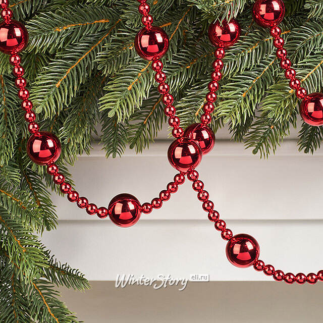Бусы на елку Алверстон 160 см, красный, пластик Winter Deco