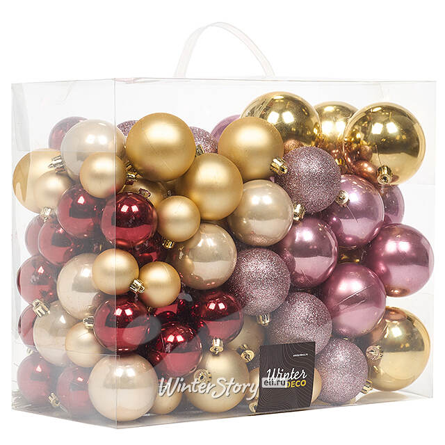 Большой набор елочных шаров Westbury - Королевский Сатин 4-8 см, 100 шт, пластик Winter Deco