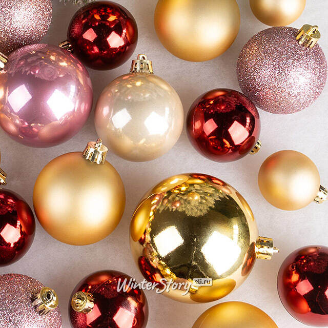 Большой набор елочных шаров Westbury - Королевский Сатин 4-8 см, 100 шт, пластик Winter Deco