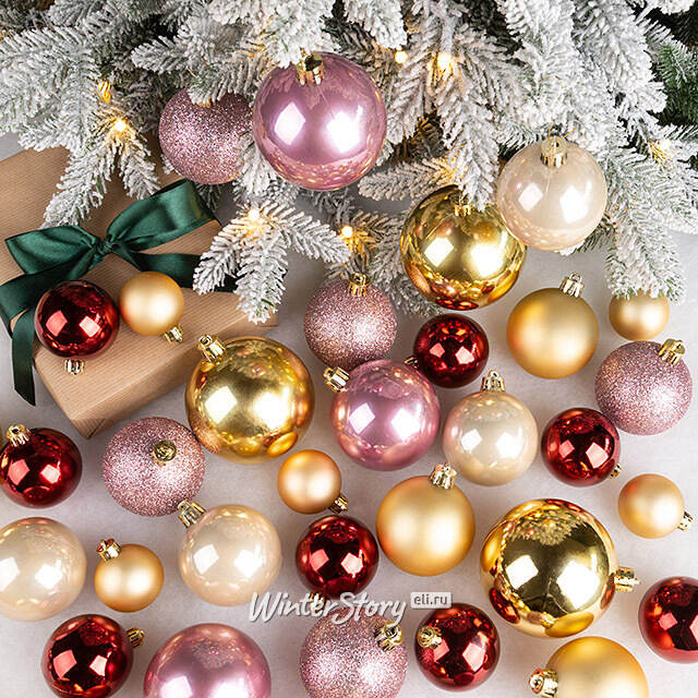 Большой набор елочных шаров Westbury - Королевский Сатин 4-8 см, 100 шт, пластик Winter Deco