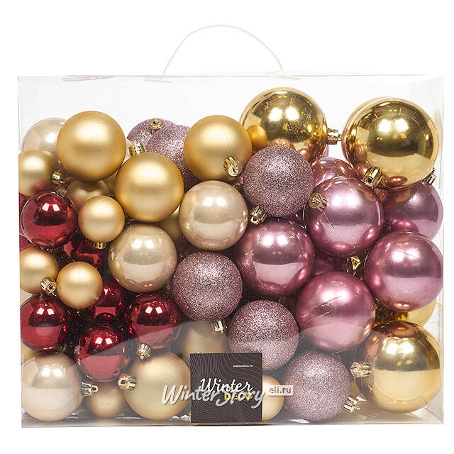 Большой набор елочных шаров Westbury - Королевский Сатин 4-8 см, 100 шт, пластик Winter Deco