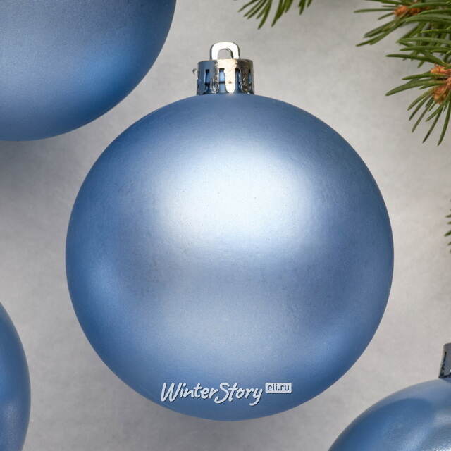 Набор пластиковых шаров 8 см, 6 шт, небесно-голубой Winter Deco