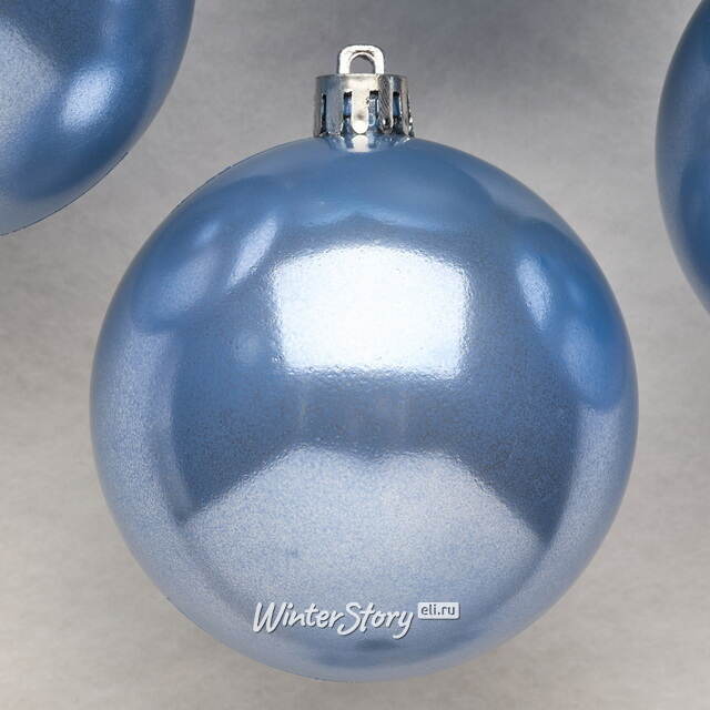 Набор пластиковых шаров 8 см, 6 шт, небесно-голубой Winter Deco