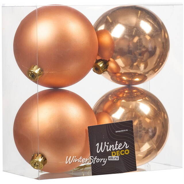 Набор пластиковых шаров 10 см, 4 шт, бренди, пластик Winter Deco