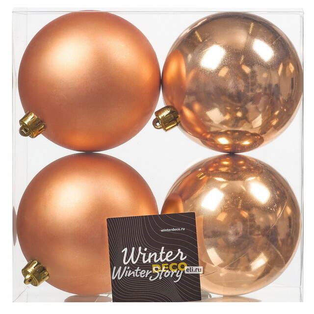 Набор пластиковых шаров 10 см, 4 шт, бренди, пластик Winter Deco