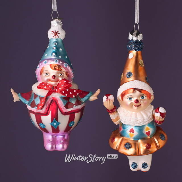 Елочные игрушки Клоуны Марсо - Цирк Ронкалли 17 см, 2 шт, стекло Winter Deco
