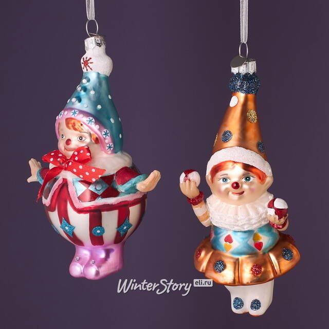 Елочные игрушки Клоуны Марсо - Цирк Ронкалли 17 см, 2 шт, стекло Winter Deco