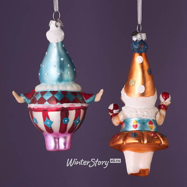 Елочные игрушки Клоуны Марсо - Цирк Ронкалли 17 см, 2 шт, стекло Winter Deco