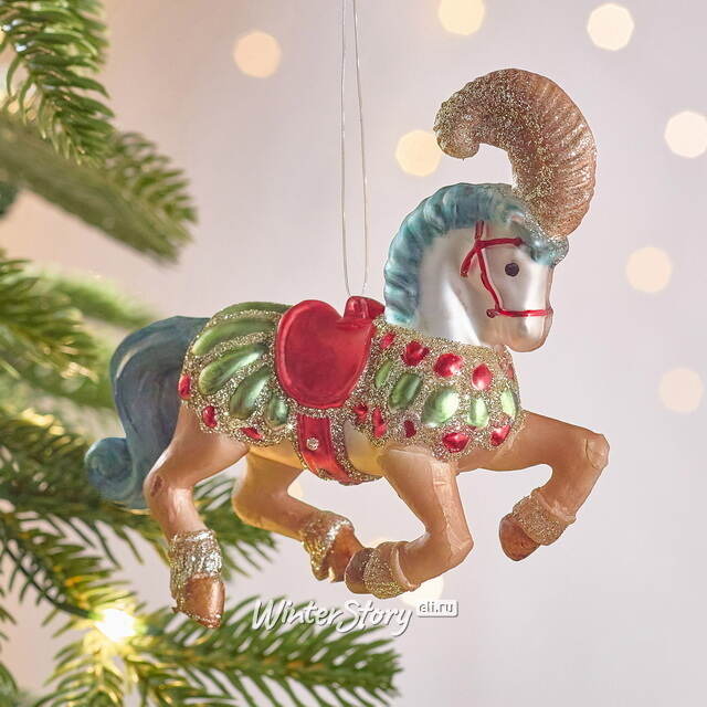 Елочная игрушка Конь Ринглинг - Circus Roncalli 12 см в подарочной коробке, стекло Winter Deco