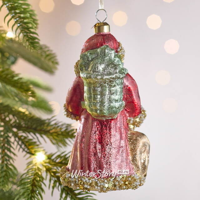 Елочная игрушка Дед Мороз с Оленем - Magic Moments 14 см в подарочной коробке, стекло Winter Deco