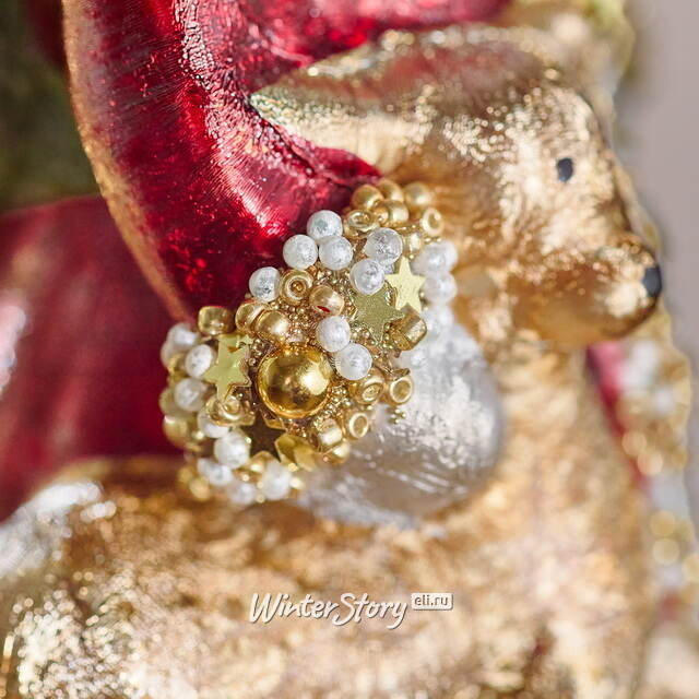 Елочная игрушка Дед Мороз с Оленем - Magic Moments 14 см в подарочной коробке, стекло Winter Deco