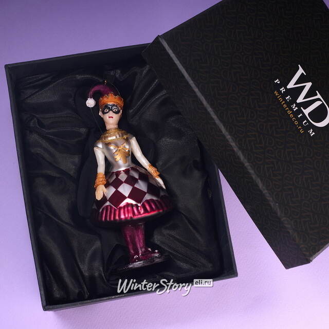 Елочная игрушка Клоунесса - Commedia Dell'Arte 14 см в подарочной коробке, стекло Winter Deco