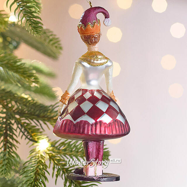 Елочная игрушка Клоунесса - Commedia Dell'Arte 14 см в подарочной коробке, стекло Winter Deco