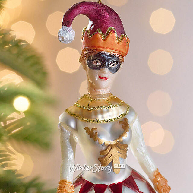 Елочная игрушка Клоунесса - Commedia Dell'Arte 14 см в подарочной коробке, стекло Winter Deco