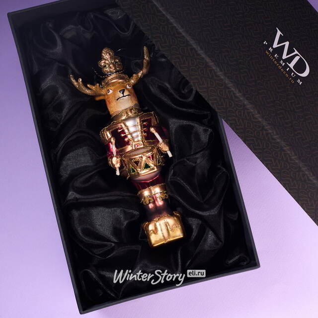 Елочная игрушка Гвардеец Олень Томас 18 см в подарочной коробке, стекло Winter Deco