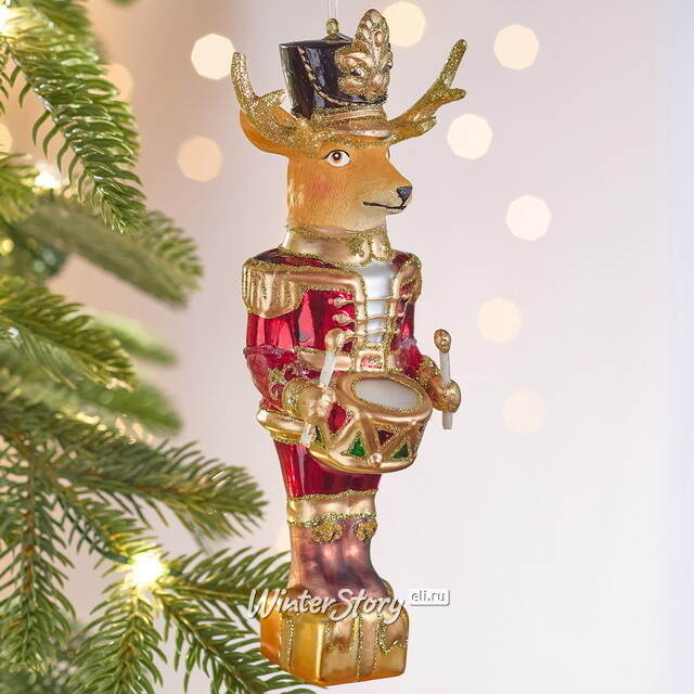 Елочная игрушка Гвардеец Олень Томас 18 см в подарочной коробке, стекло Winter Deco