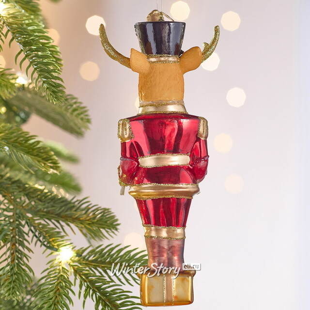 Елочная игрушка Гвардеец Олень Томас 18 см в подарочной коробке, стекло Winter Deco