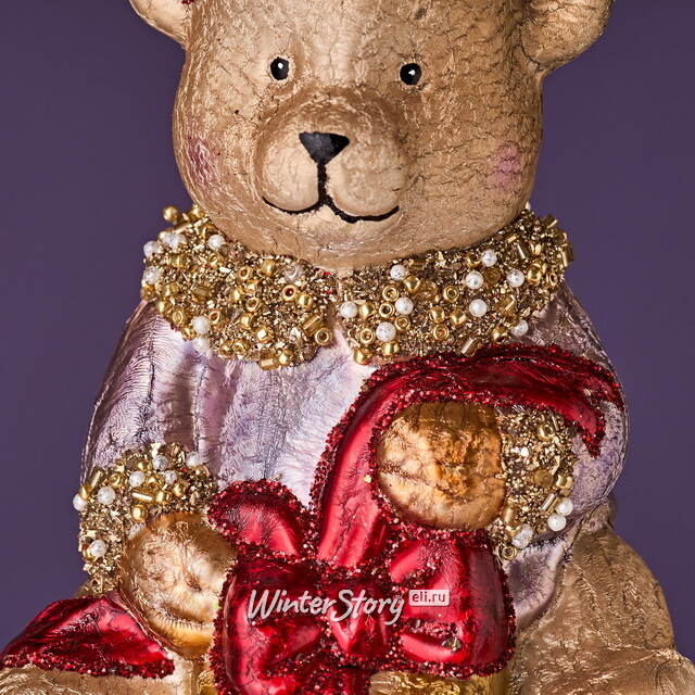 Елочная игрушка Медвежонок Тедди с Подарком - Harrods Bears 14 см в подарочной коробке, стекло Winter Deco