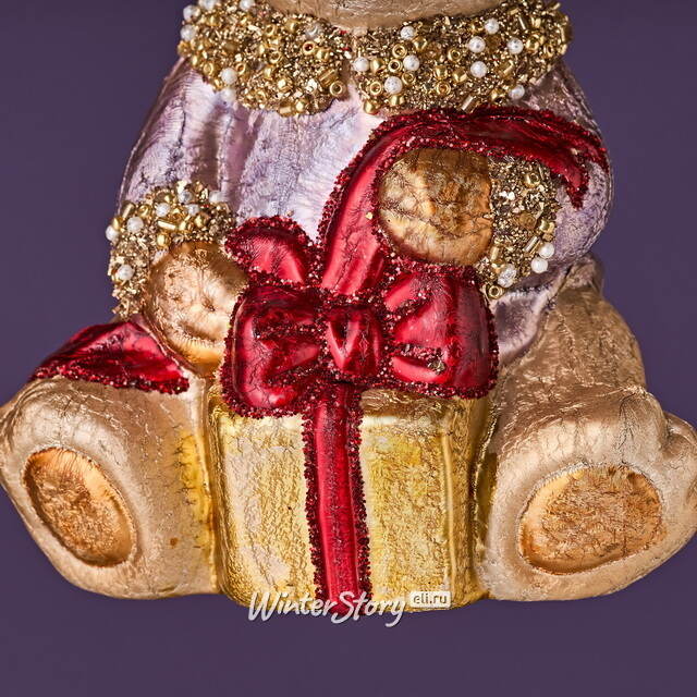 Елочная игрушка Медвежонок Тедди с Подарком - Harrods Bears 14 см в подарочной коробке, стекло Winter Deco