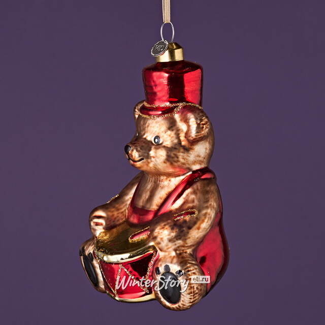 Елочная игрушка Мишка Балу с Барабаном - Harrods Bears 16 см в подарочной коробке, стекло Winter Deco