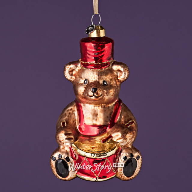 Елочная игрушка Мишка Балу с Барабаном - Harrods Bears 16 см в подарочной коробке, стекло Winter Deco