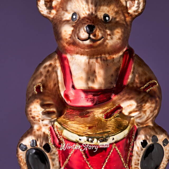 Елочная игрушка Мишка Балу с Барабаном - Harrods Bears 16 см в подарочной коробке, стекло Winter Deco