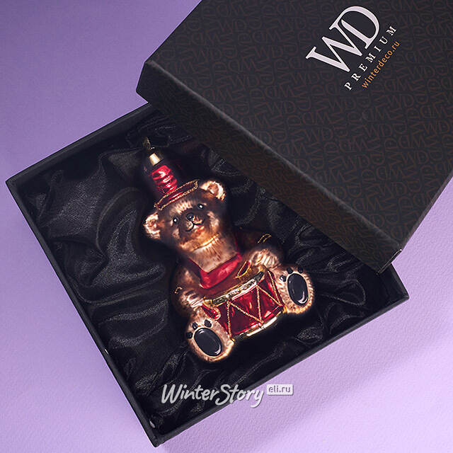 Елочная игрушка Мишка Балу с Барабаном - Harrods Bears 16 см в подарочной коробке, стекло Winter Deco