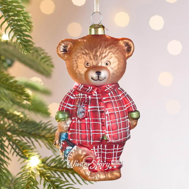 Елочная игрушка Медвежонок в пижаме 13 см в подарочной коробке, стекло Winter Deco