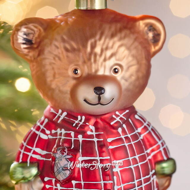 Елочная игрушка Медвежонок в пижаме 13 см в подарочной коробке, стекло Winter Deco