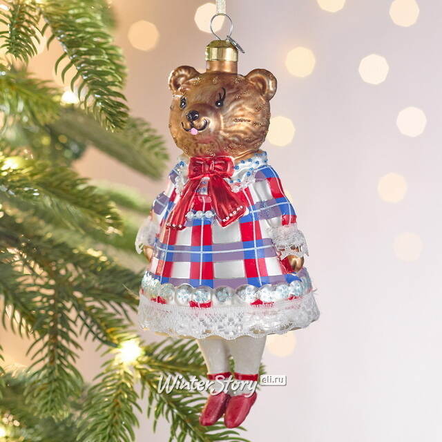 Елочная игрушка Миссис Медведица 16 см в подарочной коробке, стекло Winter Deco