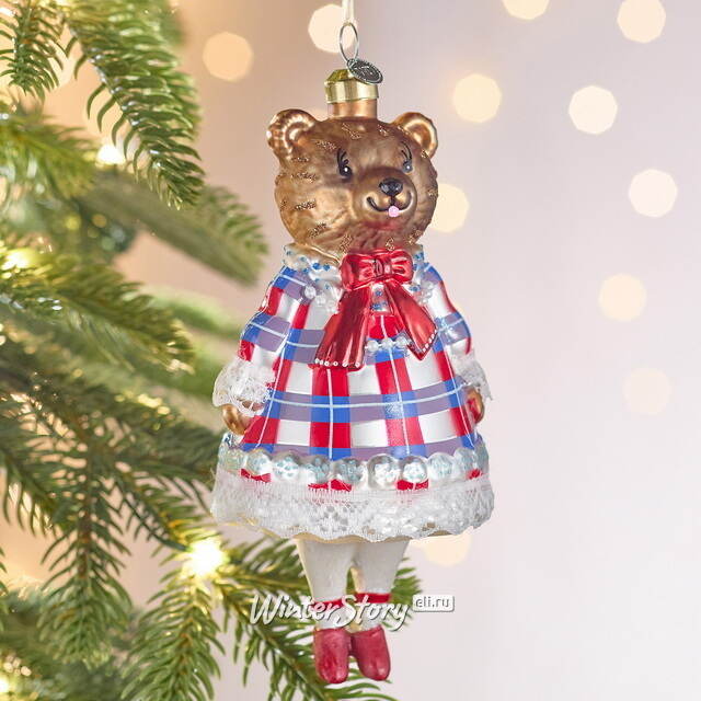 Елочная игрушка Миссис Медведица 16 см в подарочной коробке, стекло Winter Deco