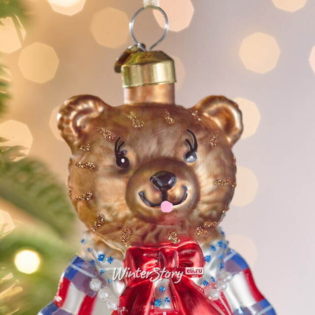 Елочная игрушка Миссис Медведица 16 см в подарочной коробке, стекло Winter Deco