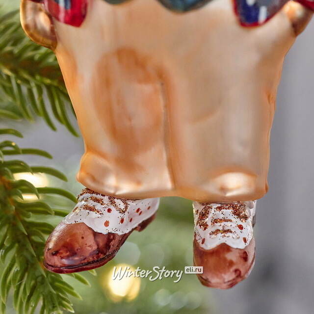 Елочная игрушка Медвежонок в костюме 16 см в подарочной коробке, стекло Winter Deco