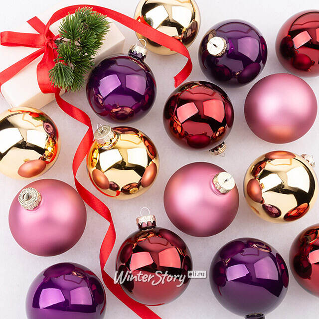 Елочные шары Романтический Вечер 8 см, 16 шт, стекло Winter Deco