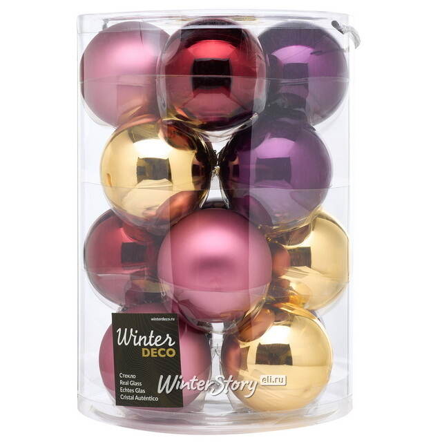 Елочные шары Романтический Вечер 8 см, 16 шт, стекло Winter Deco