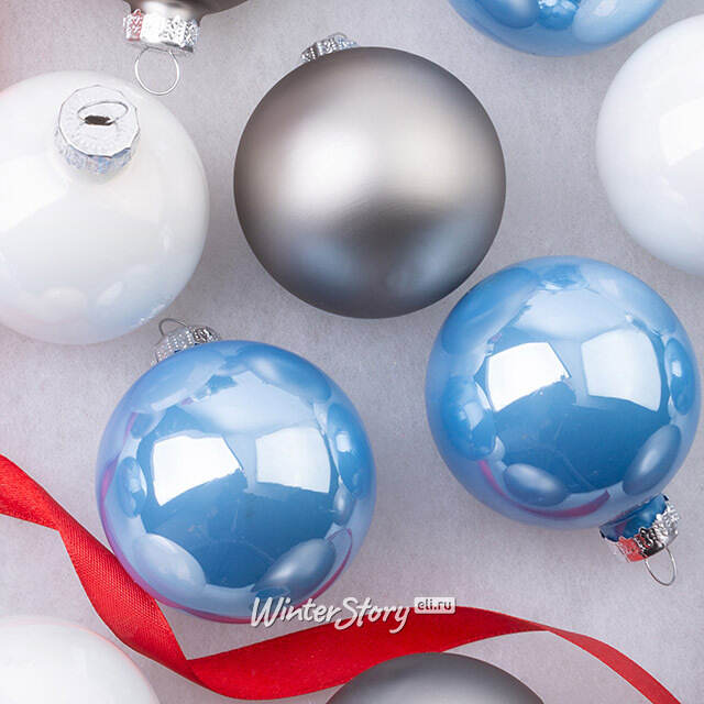 Елочные шары Утренний Туман 6 см, 20 шт, стекло Winter Deco