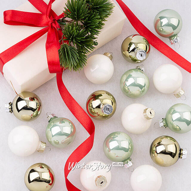 Елочные шары Herbal Tea 3.5 см, 16 шт, стекло Winter Deco